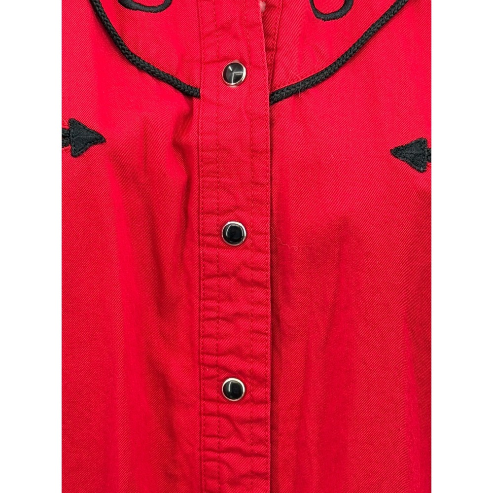 Panhandle Slim Western Shirt Women SZ L Red Floral Embroidery Pearl Snap Rodeo - Picture 5 of 12